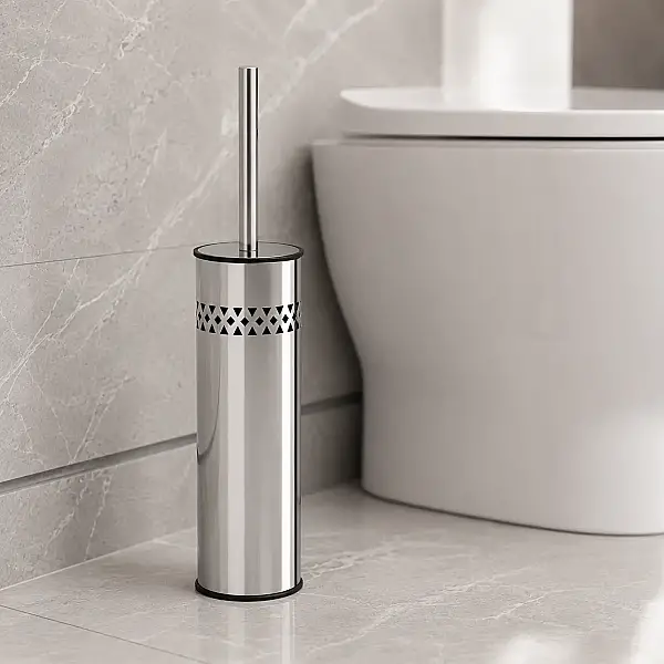 Kosova Delikli WC Banyo Klozet Fırçası Krom Renk (VNK-0015) - 1