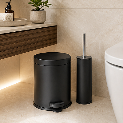 Kosova İkili Banyo Seti Siyah 5L Kova+Tuvalet Fırçası (VNK-0091) - Kosova (1)