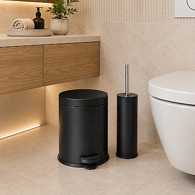 Kosova İkili Banyo Seti Siyah 5L Kova+Tuvalet Fırçası (VNK-0091) - Kosova