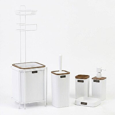 Kovosa Kare Wc Kağıtlık 6lı Set Ahşap/Beyaz (OKY-1800) - Kosova