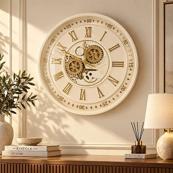 Krem/Gold Duvar Saati 59 cm (SFS-2608) - 1