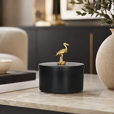 Kuşlu Dekoratif Kutu Siyah/Gold 15*8 cm (AK.JA0088) - 1