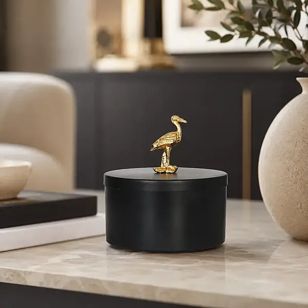 Kuşlu Dekoratif Kutu Siyah/Gold 15*8 cm (AK.JA0088) - 1