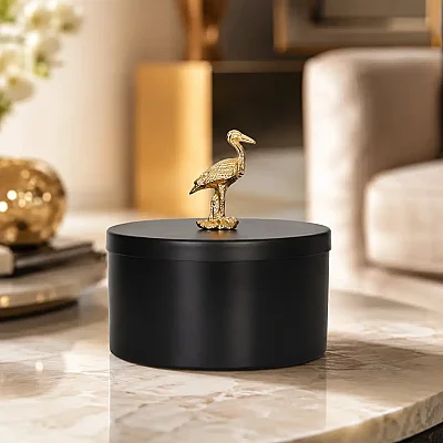 Kuşlu Dekoratif Kutu Siyah/Gold 15*8 cm (AK.JA0088) - Vitale (1)
