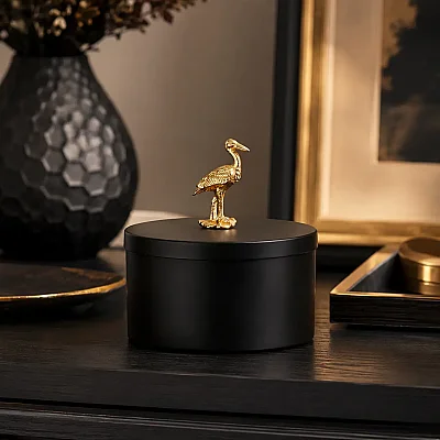 Kuşlu Dekoratif Kutu Siyah/Gold 15*8 cm (AK.JA0088) - 3