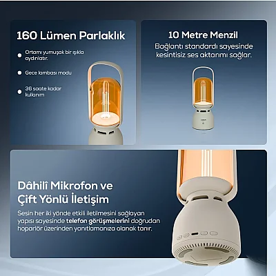 Lambalı Bluetooth Hoparlör | Gece Lambalı, 1800 Mah, Şarjlı, Müziğe Duyarlı, Taşınabilir (X6851) - 3