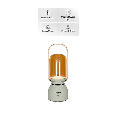 Lambalı Bluetooth Hoparlör | Gece Lambalı, 1800 Mah, Şarjlı, Müziğe Duyarlı, Taşınabilir (X6851) - 4