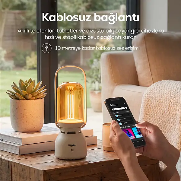 Lambalı Bluetooth Hoparlör | Gece Lambalı, 1800 Mah, Şarjlı, Müziğe Duyarlı, Taşınabilir (X6851) - 6