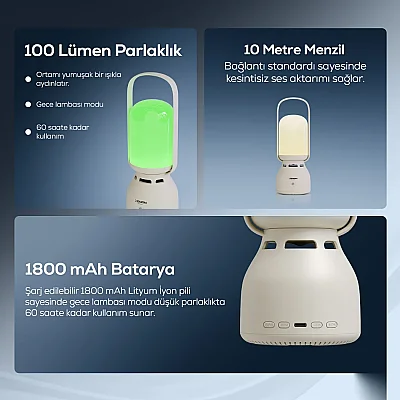 Lambalı Bluetooth Hoparlör | RGB Işıklı, 1800 Mah, Şarjlı, Taşınabilir, Çift Yönlü İletişim (X6850) - Xenon Smart (1)