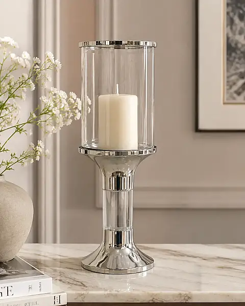 Lamedore Akrilik Clear Stick Küçük Mumluk Gümüş 14*14*25 cm (1DZ-300426S) - 1