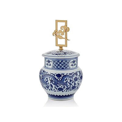 Lamedore Asia Bleu Blanc Küp Büyük 17,2*17,2*32 cm (1DA-20255) - La'Medore