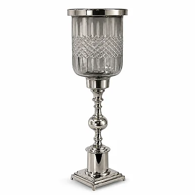 Lamedore Charm Degrade Camlı Gümüş Mumluk 17*12,5*7 cm (1MEH-125661S) - La'Medore (1)