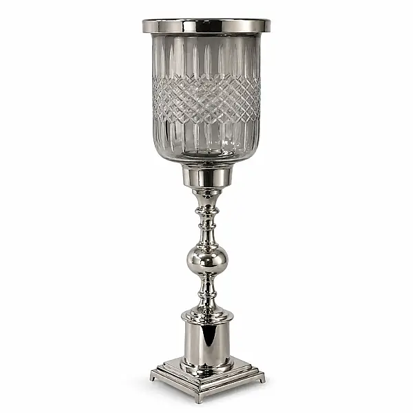 Lamedore Charm Degrade Camlı Gümüş Mumluk 17*12,5*7 cm (1MEH-125661S) - 2