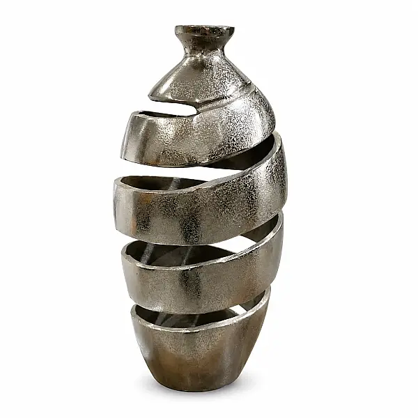 Lamedore Helezoni Gümüş Vazo Büyük Boy 18*18*46 cm (1DEP-23660L) - 2