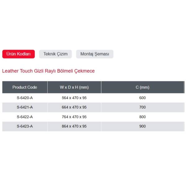 Starax 70cm Leather Touch Gizli Raylı Bölmeli Çekmece Antrasit Renk (S-6421-A) - 3