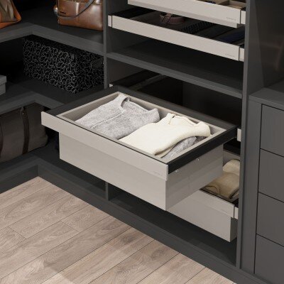 Starax Leather Touch Gizli Raylı Derin Çekmece - 800mm - Antrasit (S-6432-A) - 1
