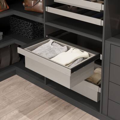 Starax Leather Touch Gizli Raylı Derin Çekmece - 800mm - Antrasit (S-6432-A) - 1