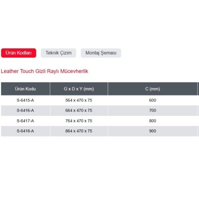 Starax 60cm Leather Touch Gizli Raylı Mücevherlik Antrasit Renk (S-6415-A) - 4