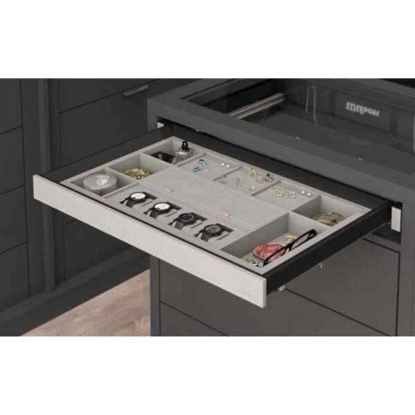 Starax 60cm Leather Touch Gizli Raylı Mücevherlik Antrasit Renk (S-6415-A) - 1