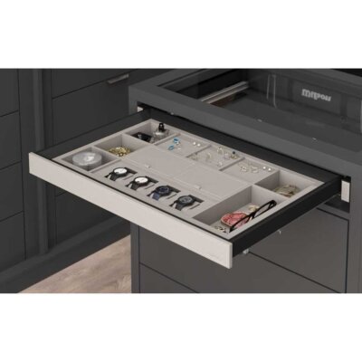 Starax 70cm Leather Touch Gizli Raylı Mücevherlik Antrasit Renk (S-6416-A) - Starax