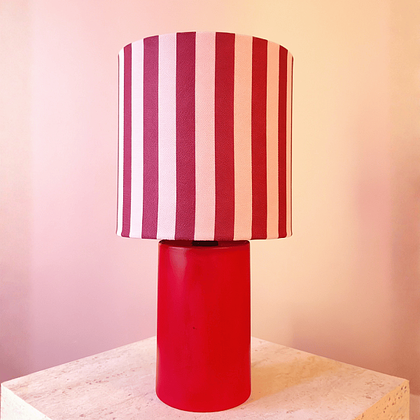Lumiere Çizgili Koleksiyonu Kiraz- Pembe Abajur - 1