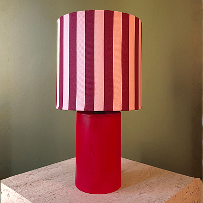 Lumiere Çizgili Koleksiyonu Kiraz- Pembe Abajur - 3