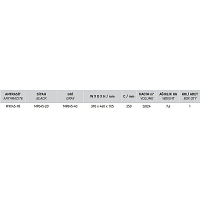 Oscar Dolap İçi Katlanır Sürgü Profilli Ütü Masası Siyah Renk (M9045-20) - Oscar (1)