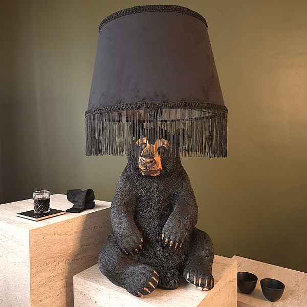 Mamba Bear Siyah Kadife Dekoratif Abajur - 3