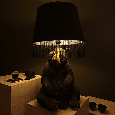 Mamba Bear Siyah Kadife Dekoratif Abajur - 4
