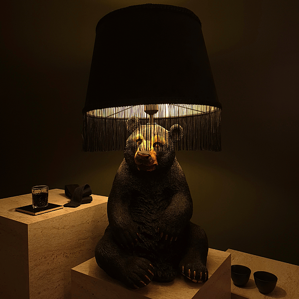 Mamba Bear Siyah Kadife Dekoratif Abajur - 4