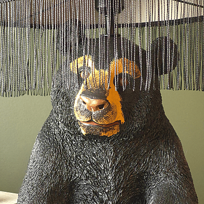 Mamba Bear Siyah Kadife Dekoratif Abajur - 5