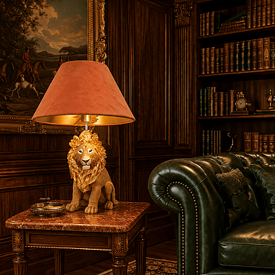 Mamba Lion Terracotta Kadife Dekoratif Abajur - Lamba Mamba (1)