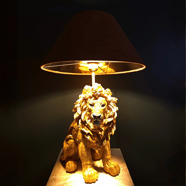 Mamba Lion Terracotta Kadife Dekoratif Abajur - 4