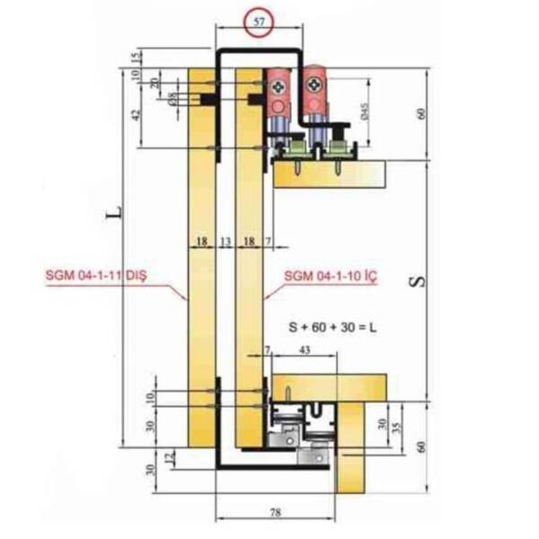 Mepa SGM 04 İç Kanat Mekanizması Sürgülü Gardırop Sistemi (SGM04-1-10) - 2