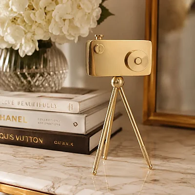 Metal Gold Kamera Dekor 9*11*23 cm (AK.IV0286) - 3