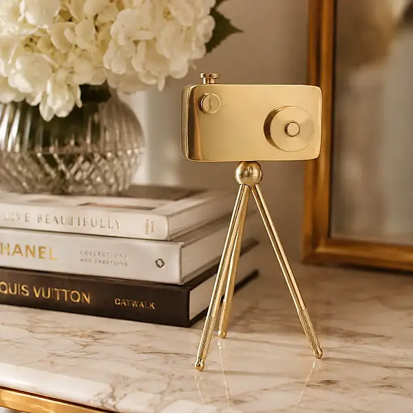 Metal Gold Kamera Dekor 9*11*23 cm (AK.IV0286) - 3