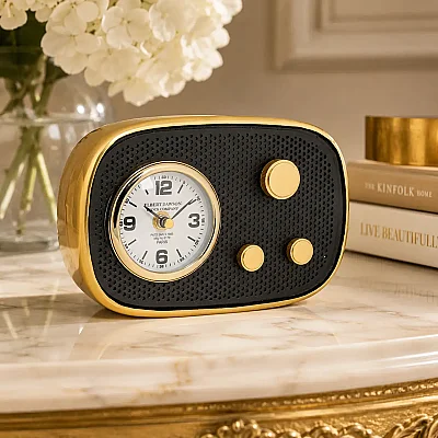 Metal Gold Siyah Radio Saat 6*22*14 cm (AK.IV0305) - 3