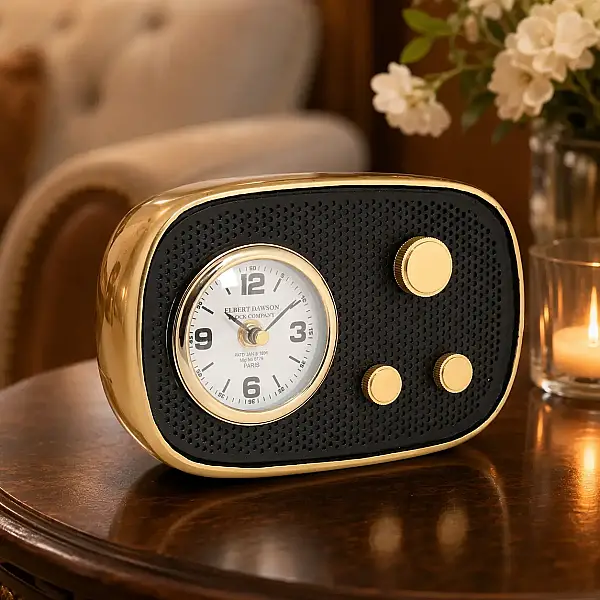 Metal Gold Siyah Radio Saat 6*22*14 cm (AK.IV0305) - 1