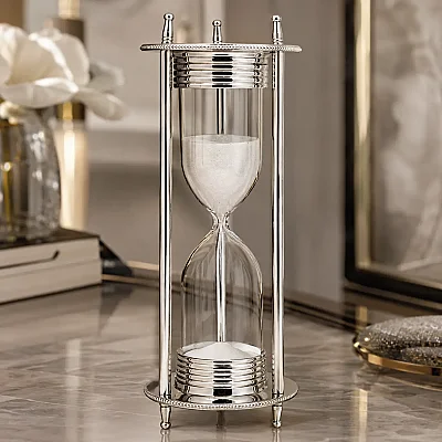 Metal Silver Kum Saati 10*10*28 cm (AK.IV0274) - Vitale (1)