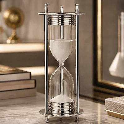 Metal Silver Kum Saati 10*10*28 cm (AK.IV0274) - 3