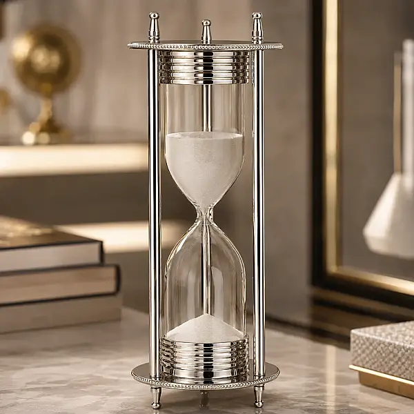 Metal Silver Kum Saati 10*10*28 cm (AK.IV0274) - 3
