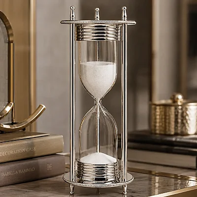 Metal Silver Kum Saati 10*10*28 cm (AK.IV0274) - 5