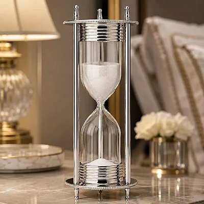 Metal Silver Kum Saati 10*10*28 cm (AK.IV0274) - 6