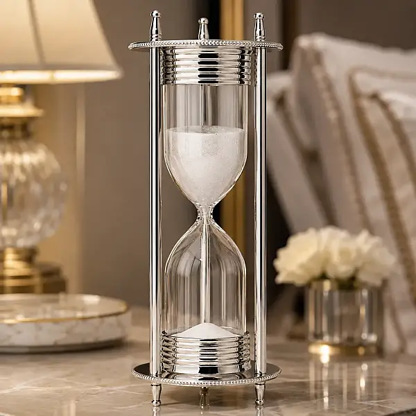 Metal Silver Kum Saati 10*10*28 cm (AK.IV0274) - 6