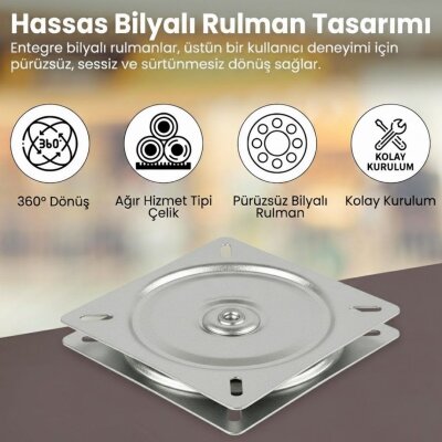 Döner Tv Tabure Altlığı Kare Metal Mekanizma - Sese