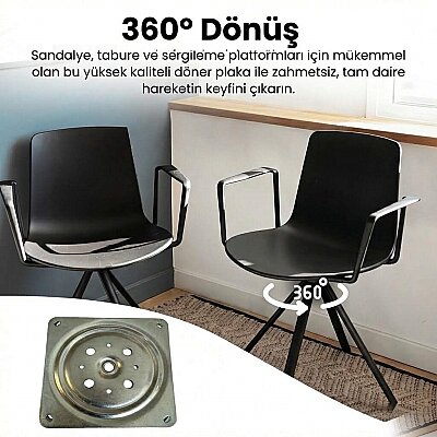 Döner Tv Tabure Altlığı Kare Metal Mekanizma - Sese