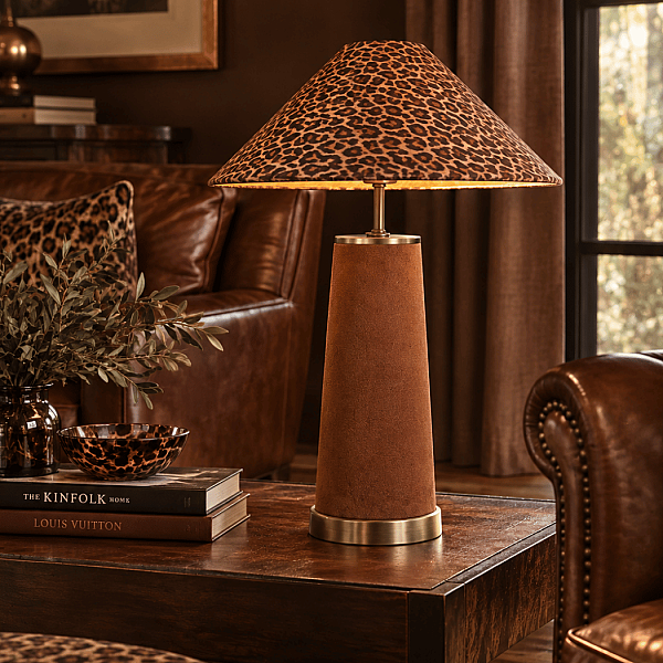 Mocha Camel Leopar Abajur - 2