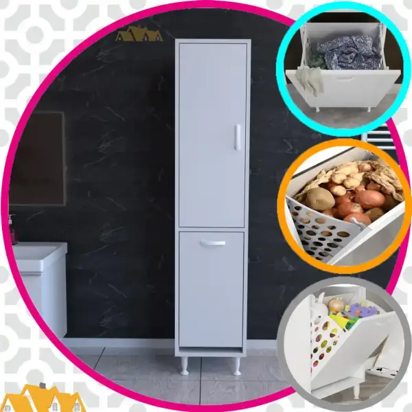 Modilayn Banyo Mutfak Düzenleyici Çok Amaçlı Beyaz Dolap (ARD157) - 3