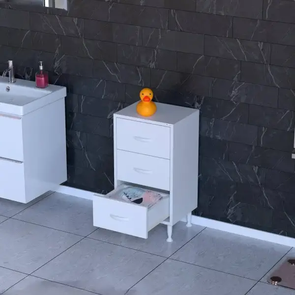 Modilayn SÖKE 3'lü 45cm Çekmece Çok Amaçlı Banyo, Mutfak Dolabı Beyaz (103-B3Ç_B_45) - 3