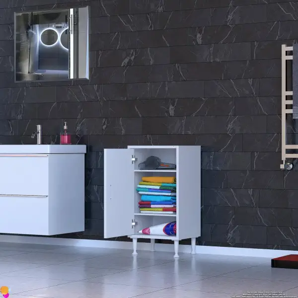 Modilayn SÖKE 50cm 1 Kapaklı 3 Göz Raf Çok Amaçlı Banyo, Mutfak Dolabı Beyaz (103-B1K_2R_B_50) - 1